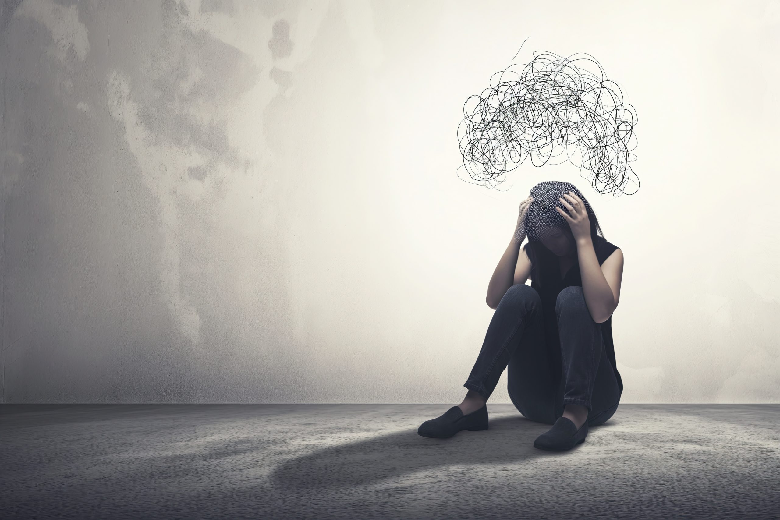 Sad woman suffering depression insomnia awake and sit alone in t ANXIETY_ARUNNDEL _
IMAGE