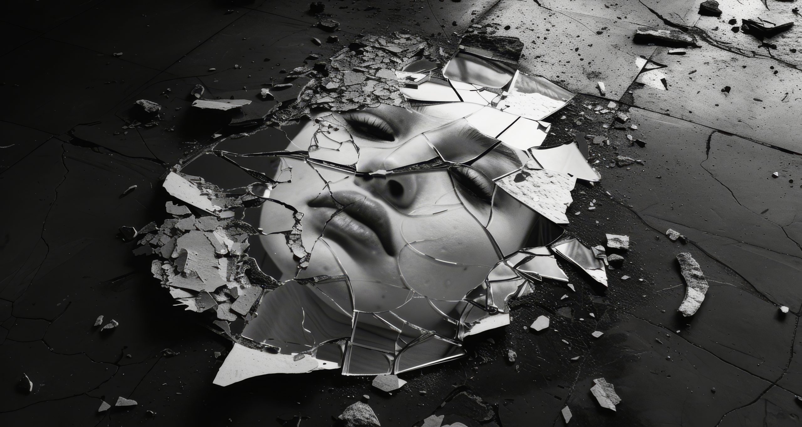A broken mirror reflecting a woman face black and white mental i vecteezy_ai-generated-a-broken-mirror-reflecting-a-woman-face-black_.jpeg
