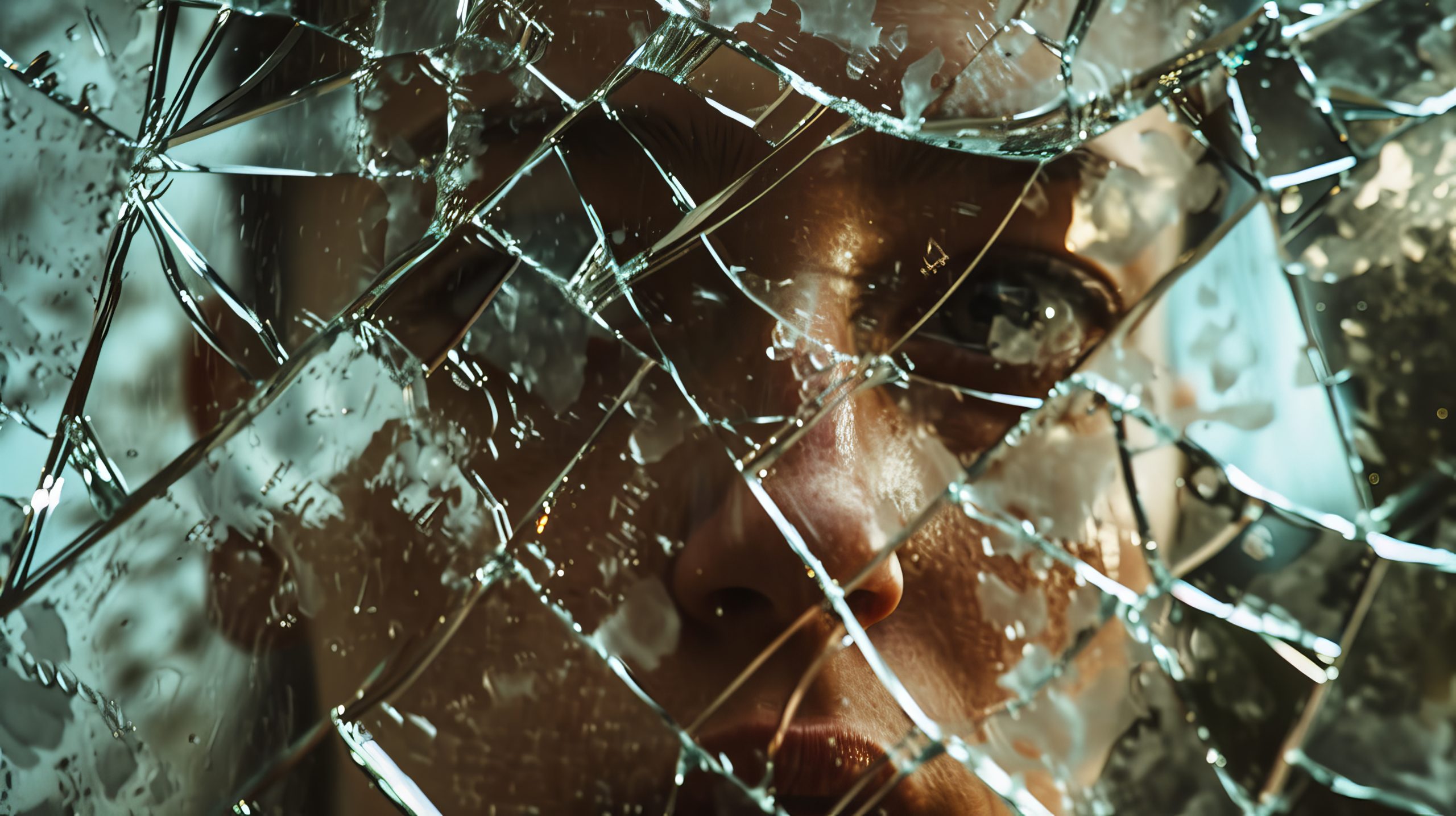 broken mirror with woman face reflecting mental illness problem Trauma therapy West Sussex- eleos Counselling-broken-mirror-with-woman-face-reflecting-mental_38521742.jpeg