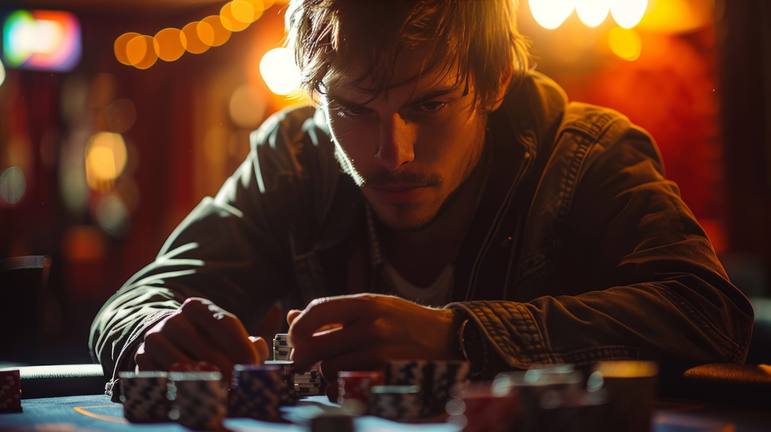 Man Sitting at Casino Table With Chips nfographic so the effects of gambling not only on society but the individual